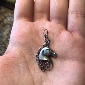Vintage sterling silver unicorn bust pendant